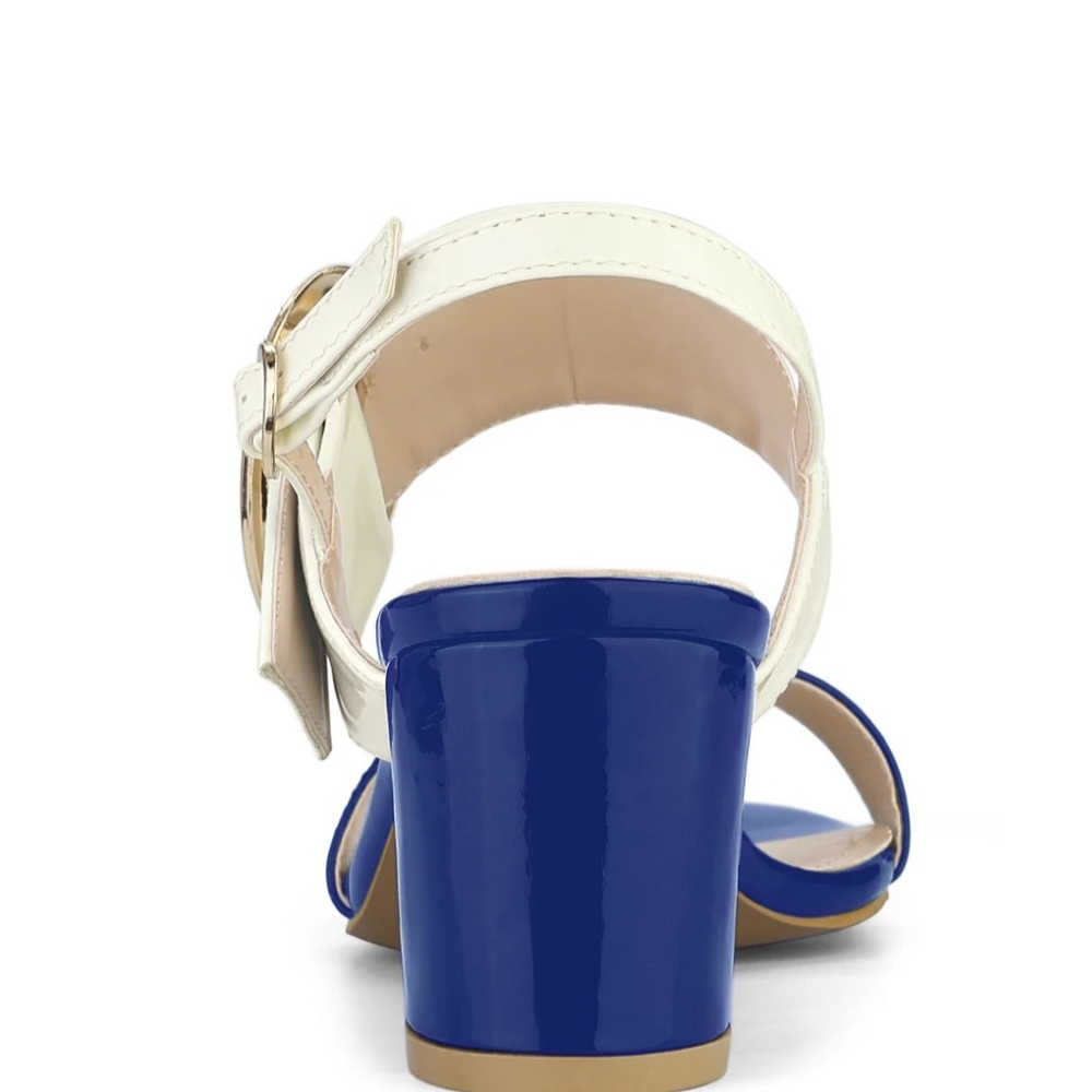 Allegra K Blue and White Heels with Chic Design - Picture 5 of 6